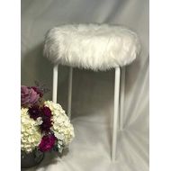 White Faux Fur Vanity Chair