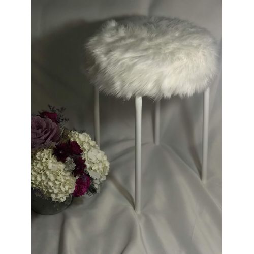  White Faux Fur Vanity Chair