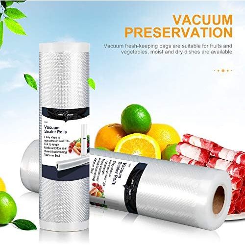  White Dolphin 2-Pack 8x16 feet Vacuum Sealer Bags Rolls Storage Sous Vide Bags Fit for Food Preservation with Double-Side Channel