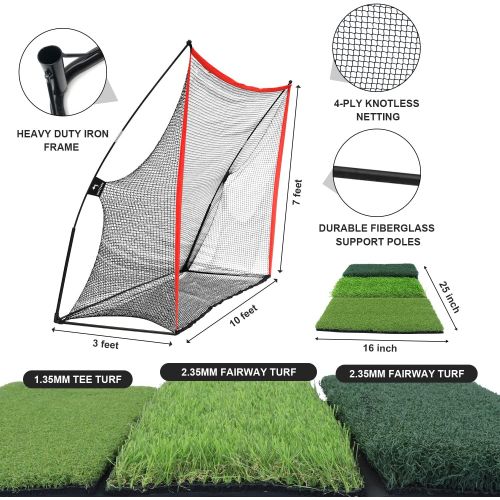  [아마존베스트]WhiteFang Golf Net Bundle Golf Practice Net 10x7 feet with Golf Chipping Nets Golf Hitting Mat &Golf Balls Packed in Carry Bag for Backyard Driving Indoor Outdoor