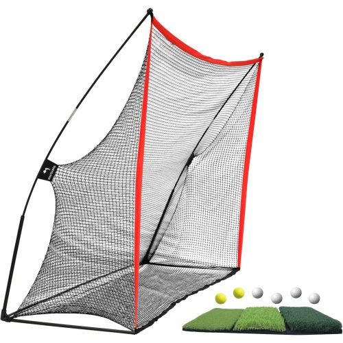  [아마존베스트]WhiteFang Golf Net Bundle Golf Practice Net 10x7 feet with Golf Chipping Nets Golf Hitting Mat &Golf Balls Packed in Carry Bag for Backyard Driving Indoor Outdoor