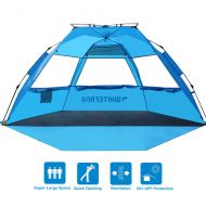 WhiteFang Beach Tent, Pop Up Instant Family Tent with UPF 50 Sun Protection,3-4 Person Automatic & Windproof Sun Shelter Cabana with Carrying Bag, Stakes,Sandbag for Beach