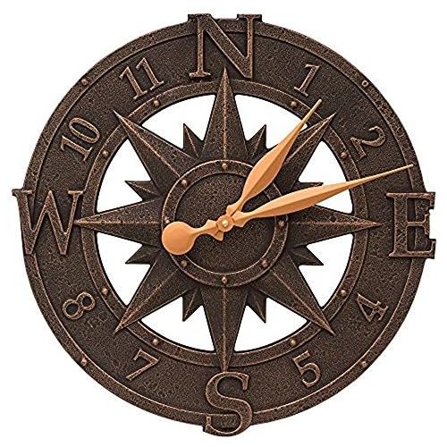  Whitehall 16-Inch Compass Rose Outdoor Wall Clock