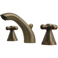 Whitehaus 614.141WS-PTR Blairhaus Truman 4 1/2-Inch Widespread Lavatory Faucet with Hexagon-Shaped Cross Handles and Pop-Up Waste, Pewter