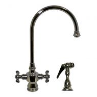 Whitehaus Collection Whitehaus WHKSDCR3-8101-POCH Vintage-3 8 1/8-Inch Dual Handle Faucet with Long Gooseneck Swivel Spout, Cross Handles and Solid Brass Side Spray, Polished Chrome