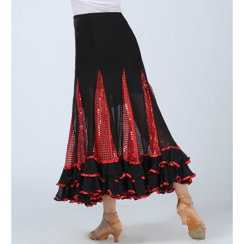  Whitewed Quickstep Folklorico Ballroom Jive Practice Skirt Waltz Dance Costumes