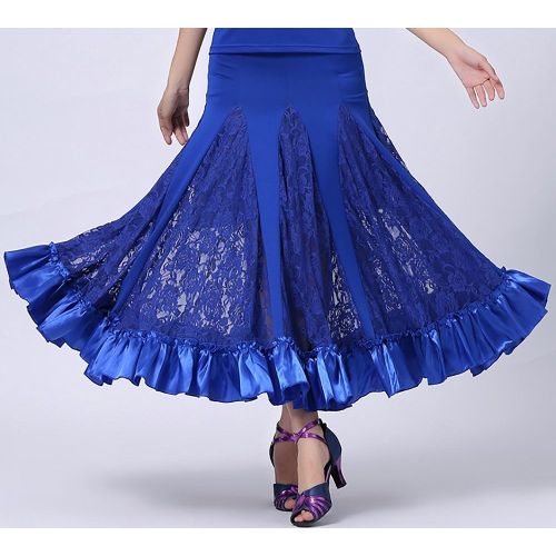  Whitewed Lace Ruffle Waltz Happy Dance Ballroom Long Skirts Costumes Clothing