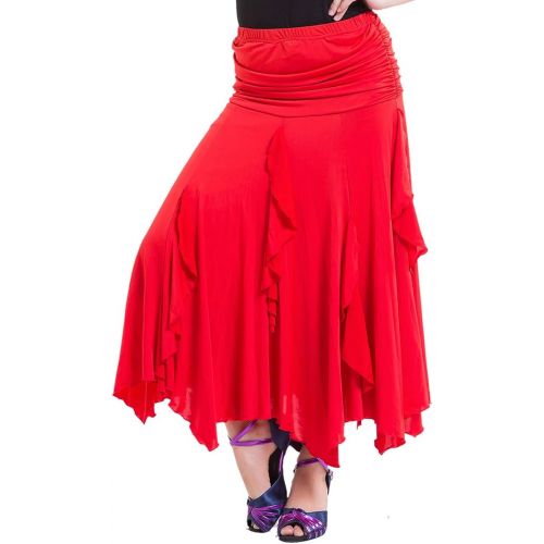  Whitewed Foxtrot Latin Flamenco American Smooth Ballroom Dance Skirts Costumes