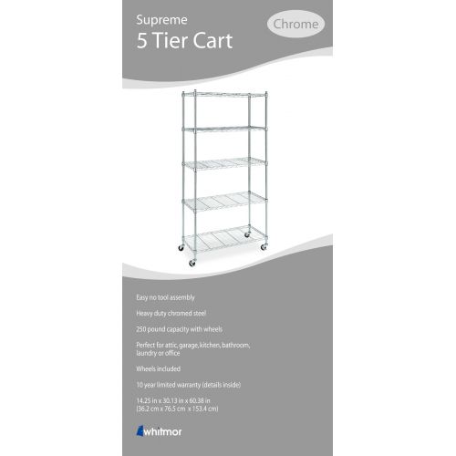  Whitmor Supreme 5-Tier Cart with Wheels Chrome