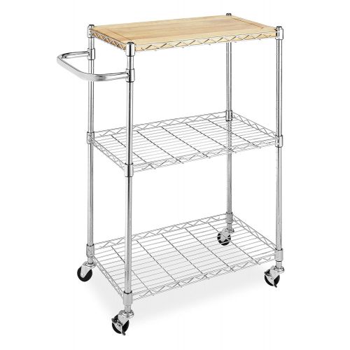  Whitmor Supreme Kitchen and Microwave Cart Wood & Chrome 13.25 x 27.5 x 33.5 inches