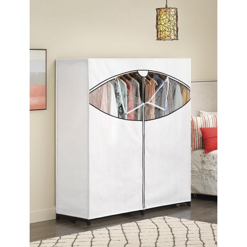  Whitmor Extra-Wide Clothes Closet 60” Black with White Cover
