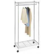 Whitmor Supreme Garment Rack - Double Shelf Rolling Clothes Organizer - Chrome