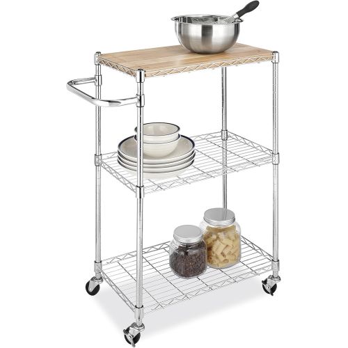  Whitmor Supreme Kitchen and Microwave Cart Wood & Chrome 13.25 x 27.5 x 33.5 inches