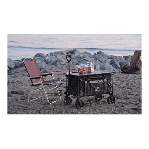  Whitsunday Folding Collapsible Utility Camping Park Wagon Cart with Aluminum Table Plate (Grey)