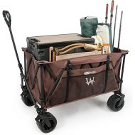 Whitsunday Collapsible Wagon, Folding Outdoor Utility Wagon Cart, Beach Heavy Duty Foldable Wagon Cart Utility Garden Carts, with Big All-Terrain Sand Wheels for Camping, Picnic, Travel