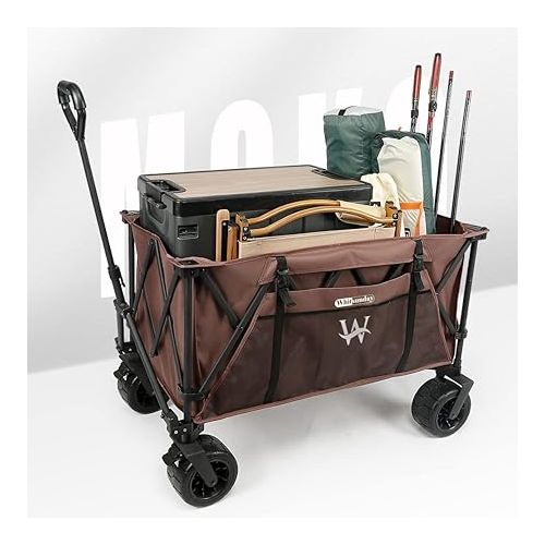  Whitsunday Collapsible Wagon, Folding Outdoor Utility Wagon Cart, Beach Heavy Duty Foldable Wagon Cart Utility Garden Carts, with Big All-Terrain Sand Wheels for Camping, Picnic, Travel