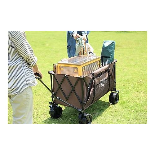  Whitsunday Collapsible Wagon, Folding Outdoor Utility Wagon Cart, Beach Heavy Duty Foldable Wagon Cart Utility Garden Carts, with Big All-Terrain Sand Wheels for Camping, Picnic, Travel