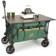 Whitsunday Folding Collapsible Wagon,Camping Large Capacity Heavy Duty Wagon Outdoor Park Beach Wagon Cart with Table Top,Utility Grocery Wagon for Camping Sports Outdoor Shopping Green