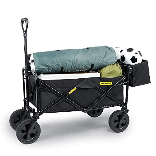  WHITSUNDAY Collapsible Folding Garden Outdoor Park Utility Wagon Picnic Camping Cart with Replaceable Cover (Standard Size 8 Wheels with Rear Storage, Purple)