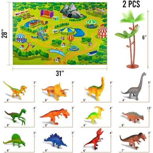  WhizBuilders Dinosaur Toys for 6 5 4 3 Year Old Boys Girls Kids , 12pcs Large Plastic Dinosaurs Figures  T Rex , Triceratops , Brachiosaurus, Stegosaurus , Ankylosaurus Trex Toy Figurines Gift