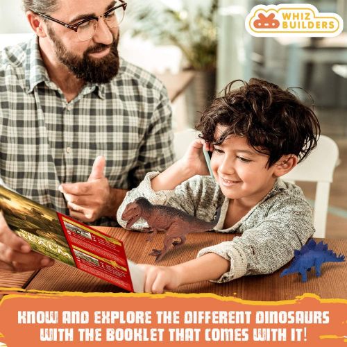  WhizBuilders Dinosaur Toys for 6 5 4 3 Year Old Boys Girls Kids , 12pcs Large Plastic Dinosaurs Figures  T Rex , Triceratops , Brachiosaurus, Stegosaurus , Ankylosaurus Trex Toy Figurines Gift