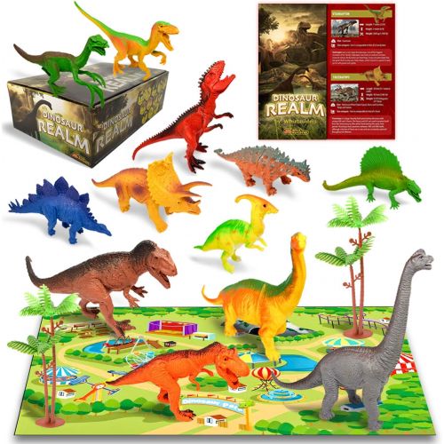  WhizBuilders Dinosaur Toys for 6 5 4 3 Year Old Boys Girls Kids , 12pcs Large Plastic Dinosaurs Figures  T Rex , Triceratops , Brachiosaurus, Stegosaurus , Ankylosaurus Trex Toy Figurines Gift