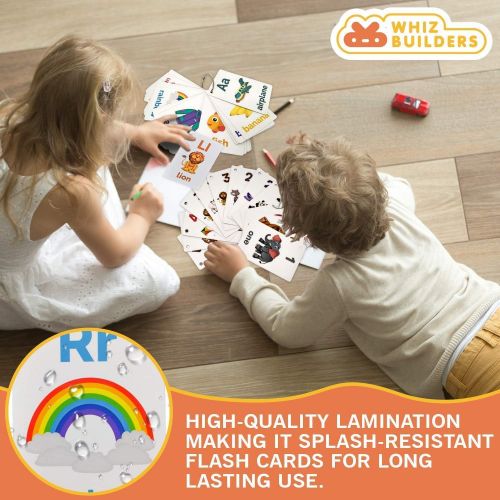  [아마존베스트]WhizBuilders Flash Cards Toddlers Kids  4Packs Alphabet ABC Letter Numbers Math Shapes Preschool Sight Words Flashcards Games  Baby Learning Educational Kindergarten Homeschool Supplies Mater