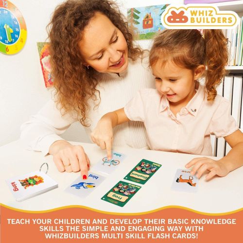  [아마존베스트]WhizBuilders Flash Cards Toddlers Kids  4Packs Alphabet ABC Letter Numbers Math Shapes Preschool Sight Words Flashcards Games  Baby Learning Educational Kindergarten Homeschool Supplies Mater