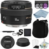 WhoIsCamera Canon EF 50mm F1.4 USM Lens + Advanced Accessory Kit - Canon Lens Bundle Includes EVERYTHING You Need to Get Started