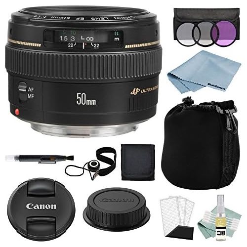  WhoIsCamera Canon EF 50mm F1.4 USM Lens + Advanced Accessory Kit - Canon Lens Bundle Includes EVERYTHING You Need to Get Started