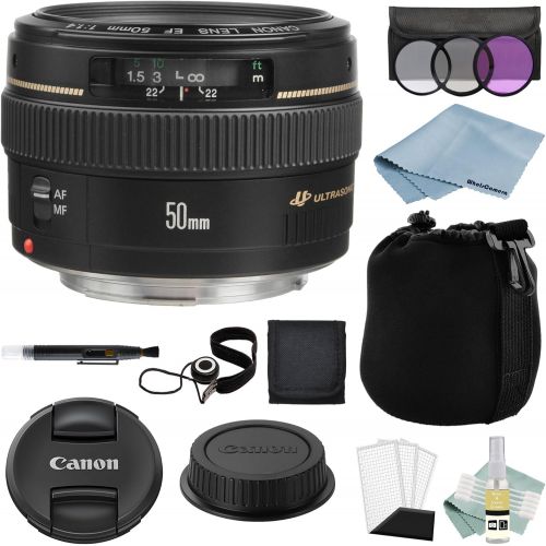  WhoIsCamera Canon EF 50mm F1.4 USM Lens + Advanced Accessory Kit - Canon Lens Bundle Includes EVERYTHING You Need to Get Started