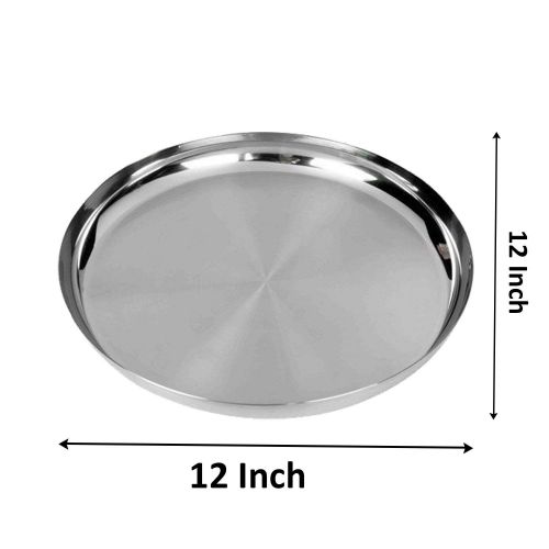  WhopperIndia Heavy Duty Stainless Steel Plates (2-Pack); 30.48 cm Diameter Round Metal Plates Great for Kids, Lunches, Portion Control, Camping, More