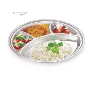 WhopperIndia Stainless Steel Round Divided Dinner Plate 4 sections for Kids and Adults