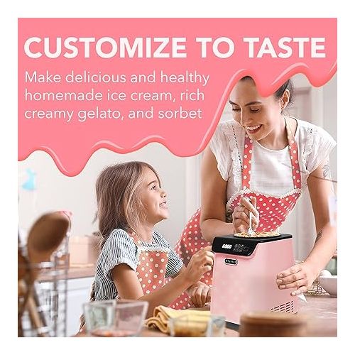  Whynter ICM-128BPS Upright Automatic Ice Cream Maker 1.28 Quart Capacity with Built-in Compressor, no pre-freezing, LCD Digital Display, Timer, with Stainless Steel Bowl Limited Black Pink Edition