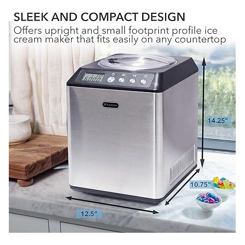  Whynter ICM-201SB Upright Automatic Ice Cream Maker with Built-in Compressor, no pre-freezing, LCD Digital Display, 2.1 Quart Capacity, Black