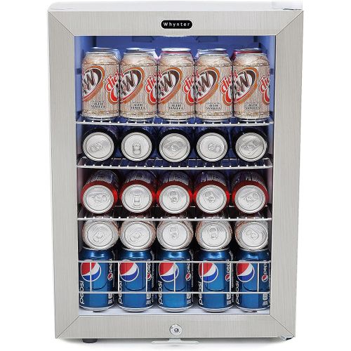  Whynter BR-091WS, 90 Can Capacity Stainless Steel Beverage Refrigerator with Lock, White