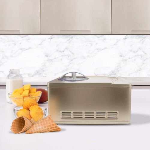  [아마존베스트]Whynter ICM-220CGY Automatic Ice Cream Maker 2 Quart Capacity Stainless Steel Bowl & Yogurt Function in Champagne Gold, with Built-in Compressor, no pre-freezing, LCD Digital Displ