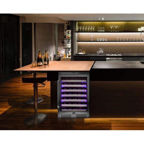  [아마존베스트]Whynter BWR-545XS Elite Spectrum Lightshow 54 Bottle Stainless Steel 24 inch Built Touch Controls and Lock Wine Refrigerator, One Size