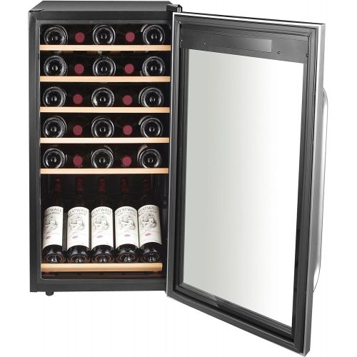  [아마존베스트]Whynter FWC-341TS 34 Bottle Freestanding Wine Refrigerator with Display Shelf and Digital Control, Stainless Steel, One Size