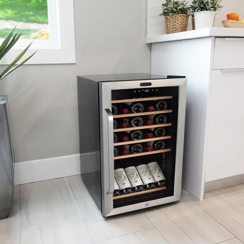  [아마존베스트]Whynter FWC-341TS 34 Bottle Freestanding Wine Refrigerator with Display Shelf and Digital Control, Stainless Steel, One Size