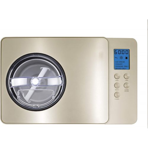  [아마존베스트]Whynter ICM-220CGY Automatic Ice Cream Maker 2 Quart Capacity Stainless Steel Bowl & Yogurt Function in Champagne Gold, with Built-in Compressor, no pre-freezing, LCD Digital Displ