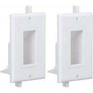 Wi4You Recessed Wall Plate 2 Pack Decotive Cable Wall Plate with Fly Mounting Wings Bottom Opening for Low Voltage Cable Pass Through WI1009-2