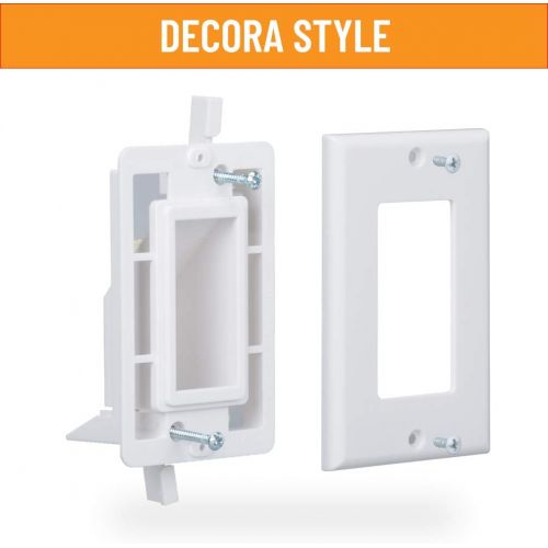  Wi4You Recessed Wall Plate 2 Pack Decotive Cable Wall Plate with Fly Mounting Wings Bottom Opening for Low Voltage Cable Pass Through WI1009-2