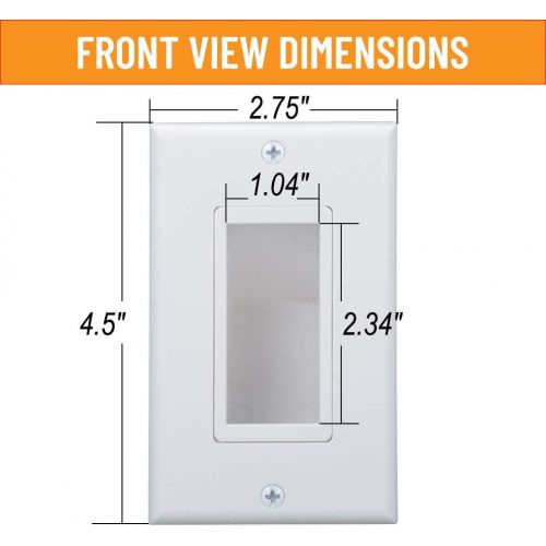  Wi4You Recessed Wall Plate 2 Pack Decotive Cable Wall Plate with Fly Mounting Wings Bottom Opening for Low Voltage Cable Pass Through WI1009-2