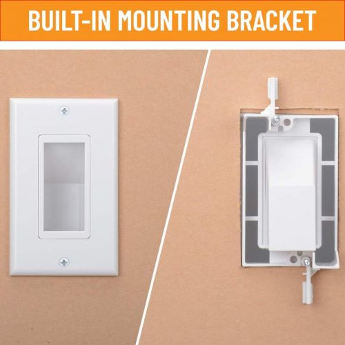  Wi4You Recessed Wall Plate 2 Pack Decotive Cable Wall Plate with Fly Mounting Wings Bottom Opening for Low Voltage Cable Pass Through WI1009-2