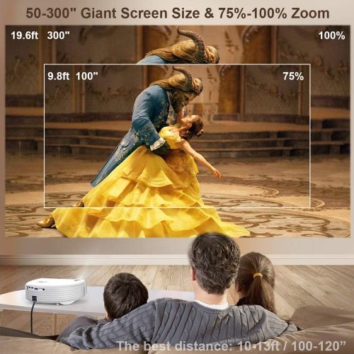  Bluetooth Projector Native 1080P 7000Lux Full HD, WiMiUS Upgrade S4 Home & Outdoor Projector Support 4K & Dolby, 300 Led Video Projector Compatible with Fire TV Stick, PS4, Laptop,