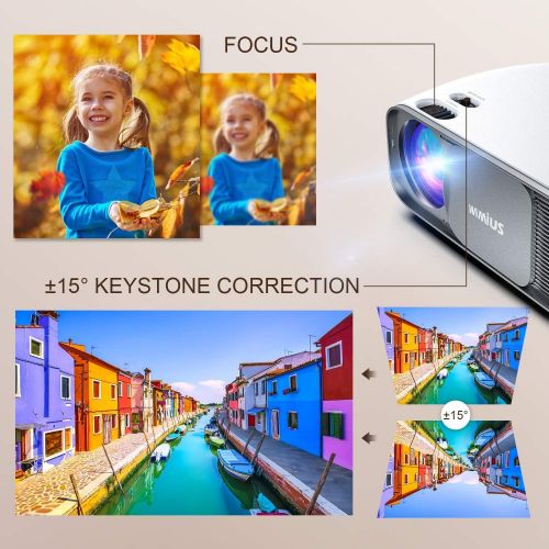  Bluetooth Projector Native 1080P 7000Lux Full HD, WiMiUS Upgrade S4 Home & Outdoor Projector Support 4K & Dolby, 300 Led Video Projector Compatible with Fire TV Stick, PS4, Laptop,