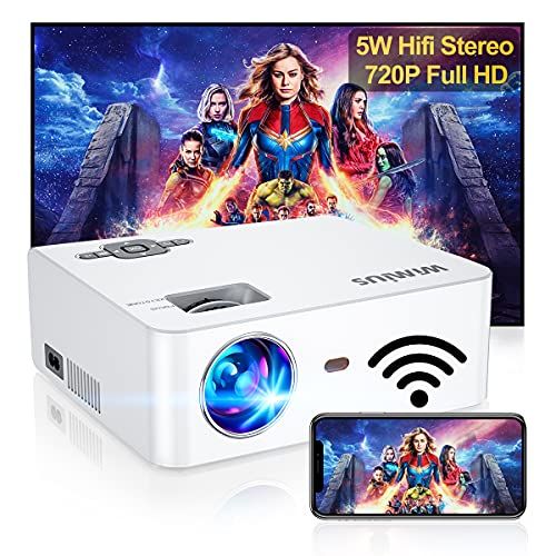  WiMiUS Mini WiFi Projector, Full HD 1080P Enhanced Outdoor Wireless Video Movie Projector, 300 Display & Zoom Phone Projector for Home Theater, Compatible with TV Stick iOS Android PC PS4