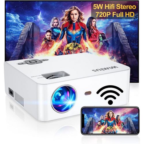  WiMiUS Mini WiFi Projector, Full HD 1080P Enhanced Outdoor Wireless Video Movie Projector, 300 Display & Zoom Phone Projector for Home Theater, Compatible with TV Stick iOS Android PC PS4