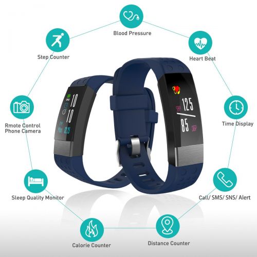  WiMiUS Fitness Tracker Color Screen, Smart Watch Heart Rate Monitor, IP67 Waterproof Activity Tracker Calorie Counter Pedometer Blood Pressure Sleep Monitor Kids Men Women Blue